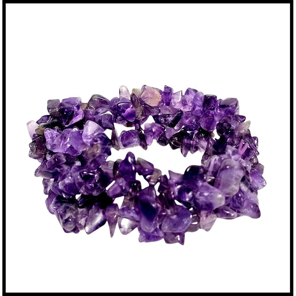 Avon Semi-Precious Amethyst Chip Stretch Bracelet Crystal Healing Jewelry Boho